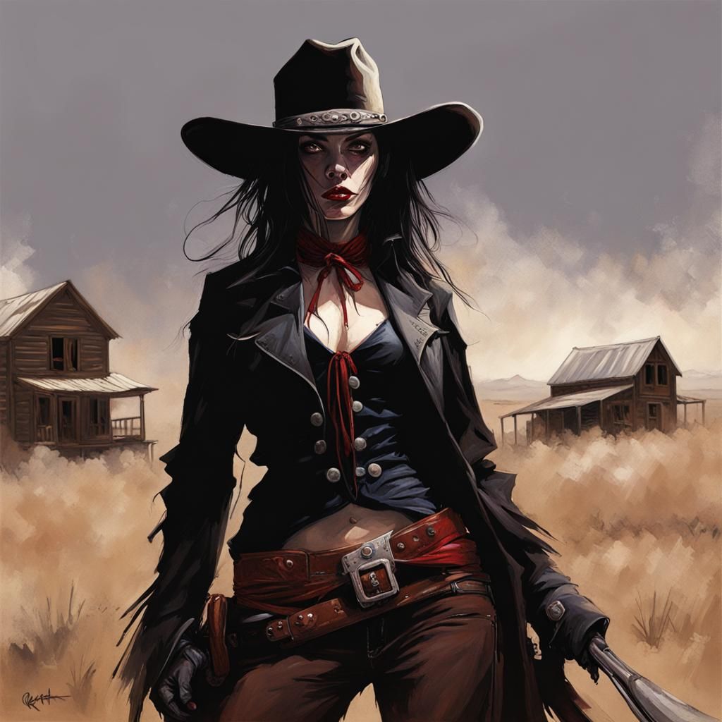 Sinister Cowgirl Vampire in the Old West