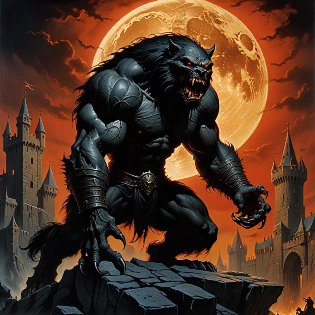 Grimdark Werewolf Dominates Medieval Castle Wall