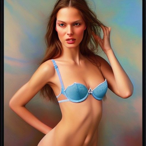 Photorealistic Lingerie Portrait in Oil Painting Style