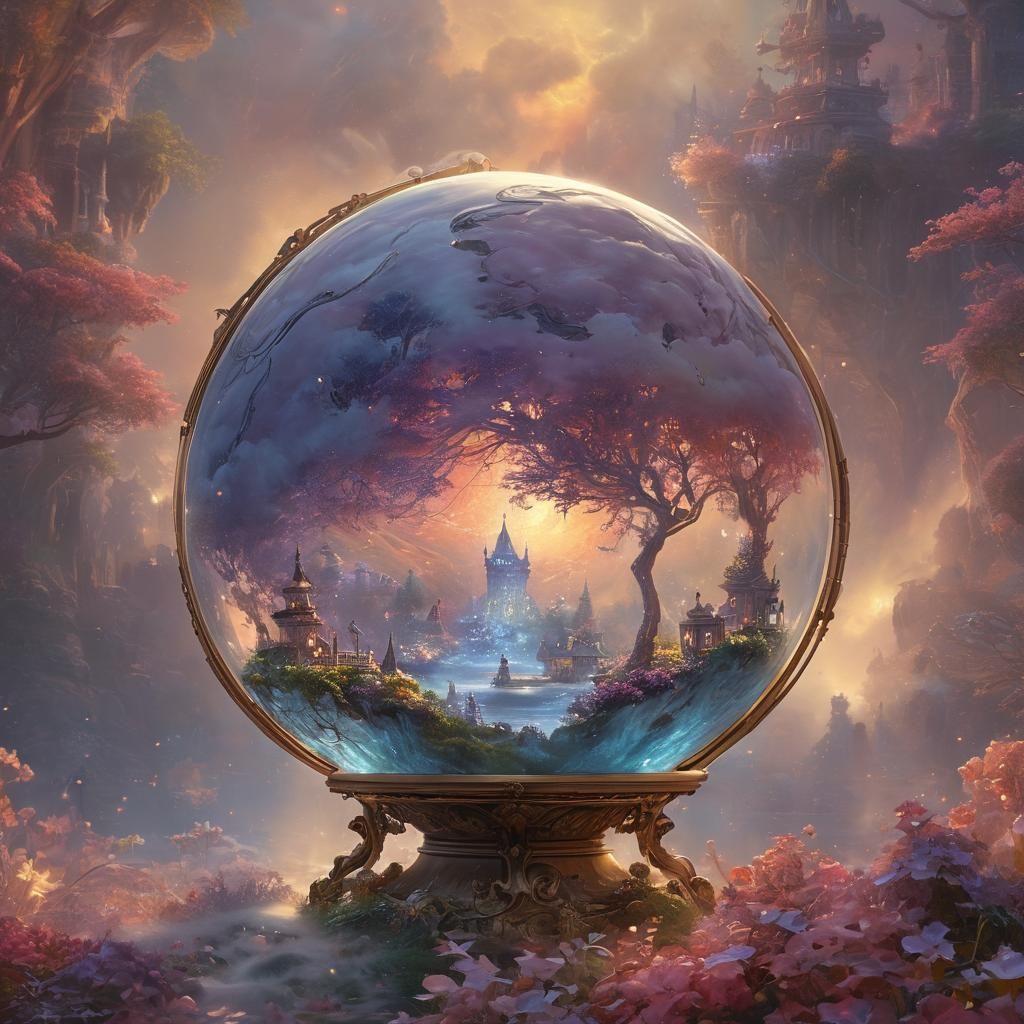 Ethereal Dreamscapes Emerge from Luminous Mist Globe