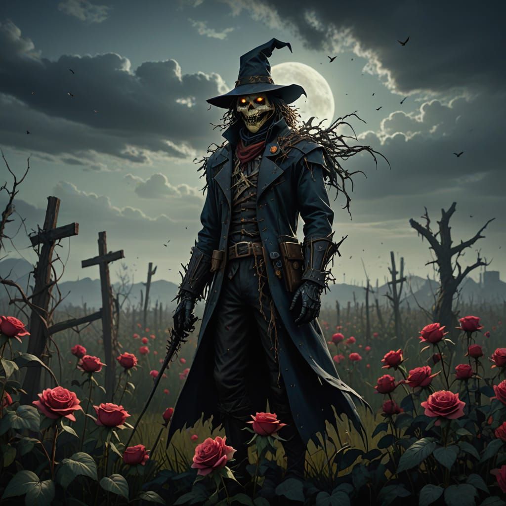 Sinister Scarecrow in Thorny Rose Garden
