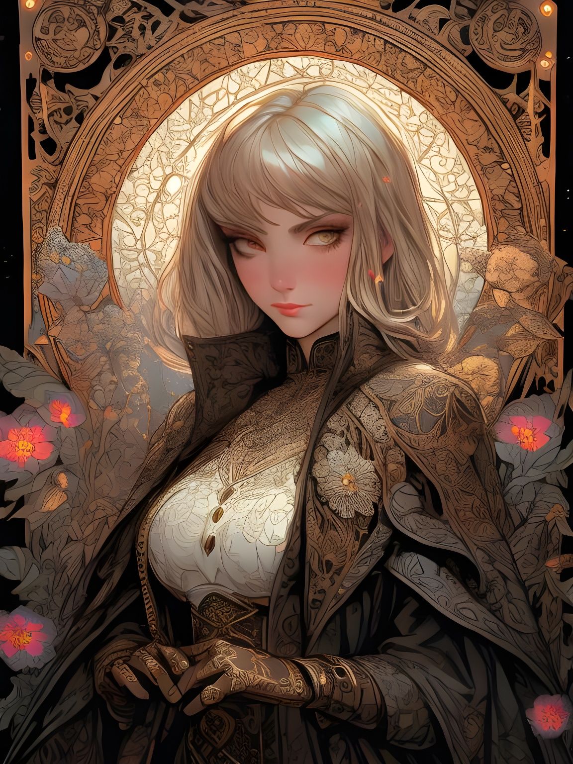 Steampunk Magic Art Nouveau Girl in Gothic Scene