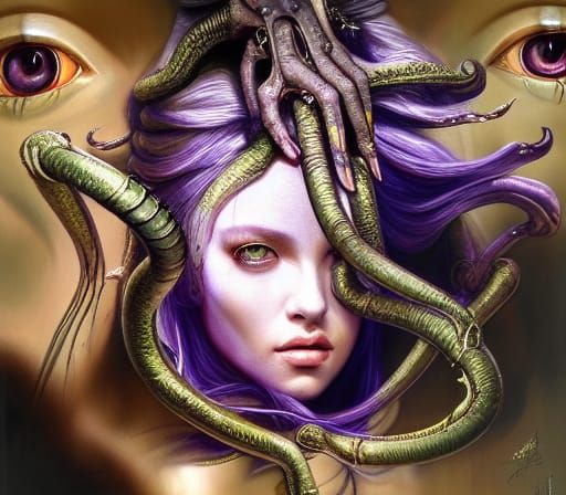 Biomechanical Medusa Goddess in Digital Illustration