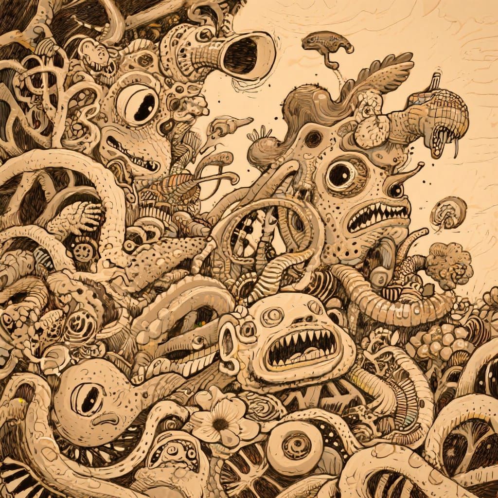 Whimsical Illustration in Sepia Tones