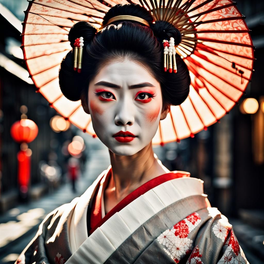 Geisha Portrait in Kyoto's Gion District