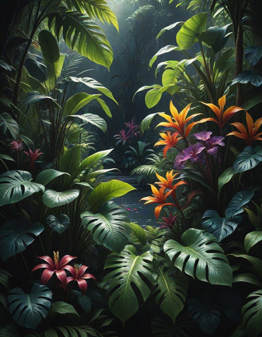 Vibrant Exotic Botanicals in Cinematic Darkness