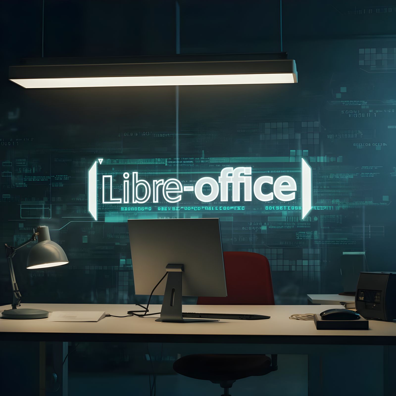A Futuristic Office in Cyberspace with LibreOffice Sign