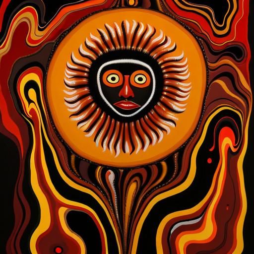 Abstract Faces in Red: A Surrealist Oil Painting