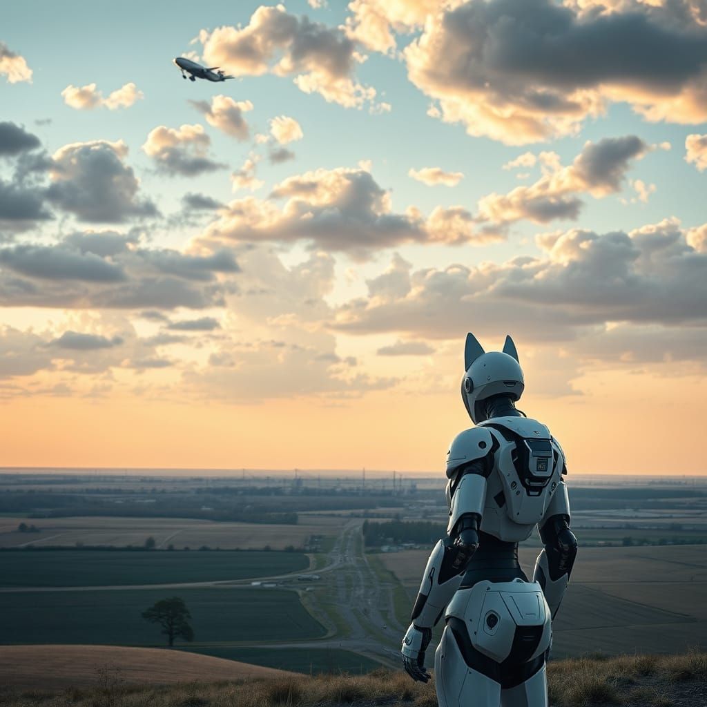 Vulpine Robot at Iowa Spaceport in Golden Hour