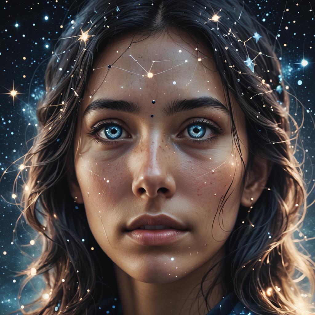 Constellation Reflection: Shadowy Portrait of Cosmic Beauty