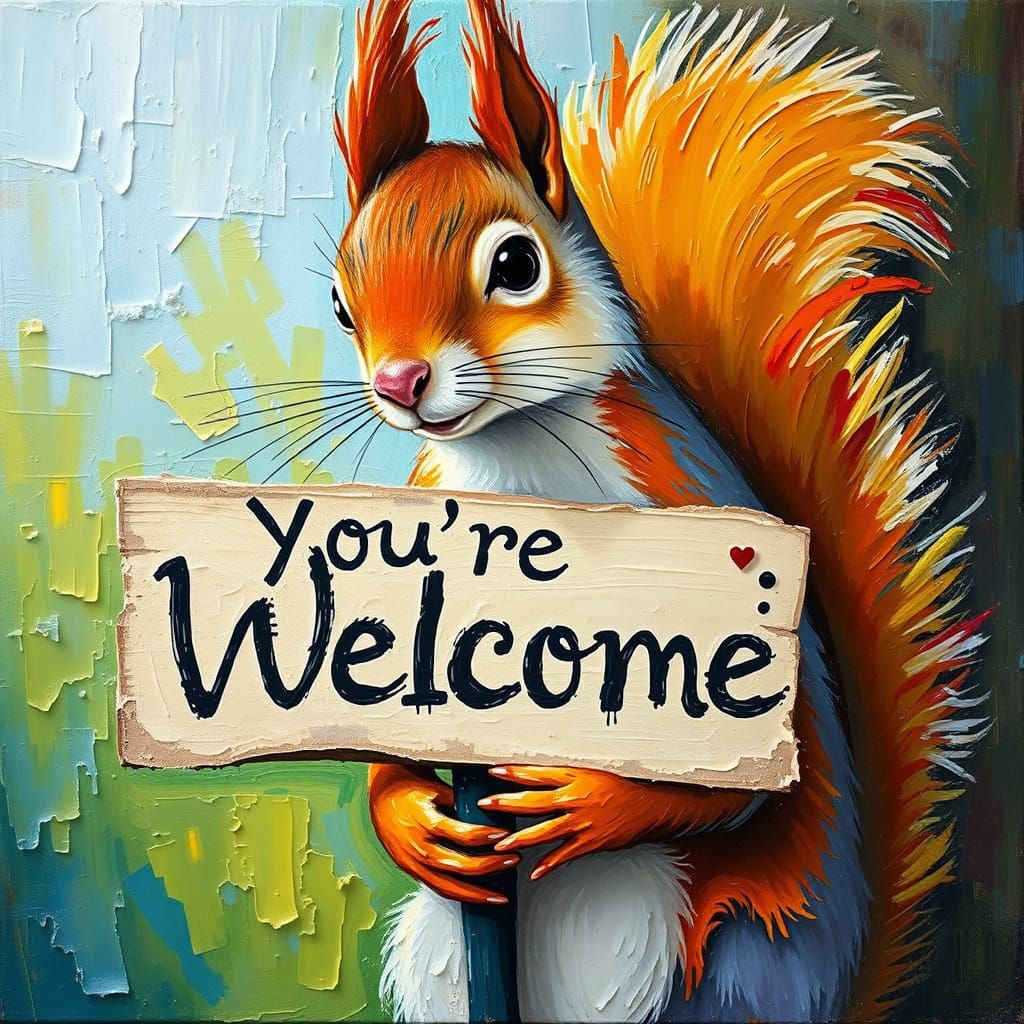 Squirrel in Vintage Neo-Impressionist Oil Painting Style