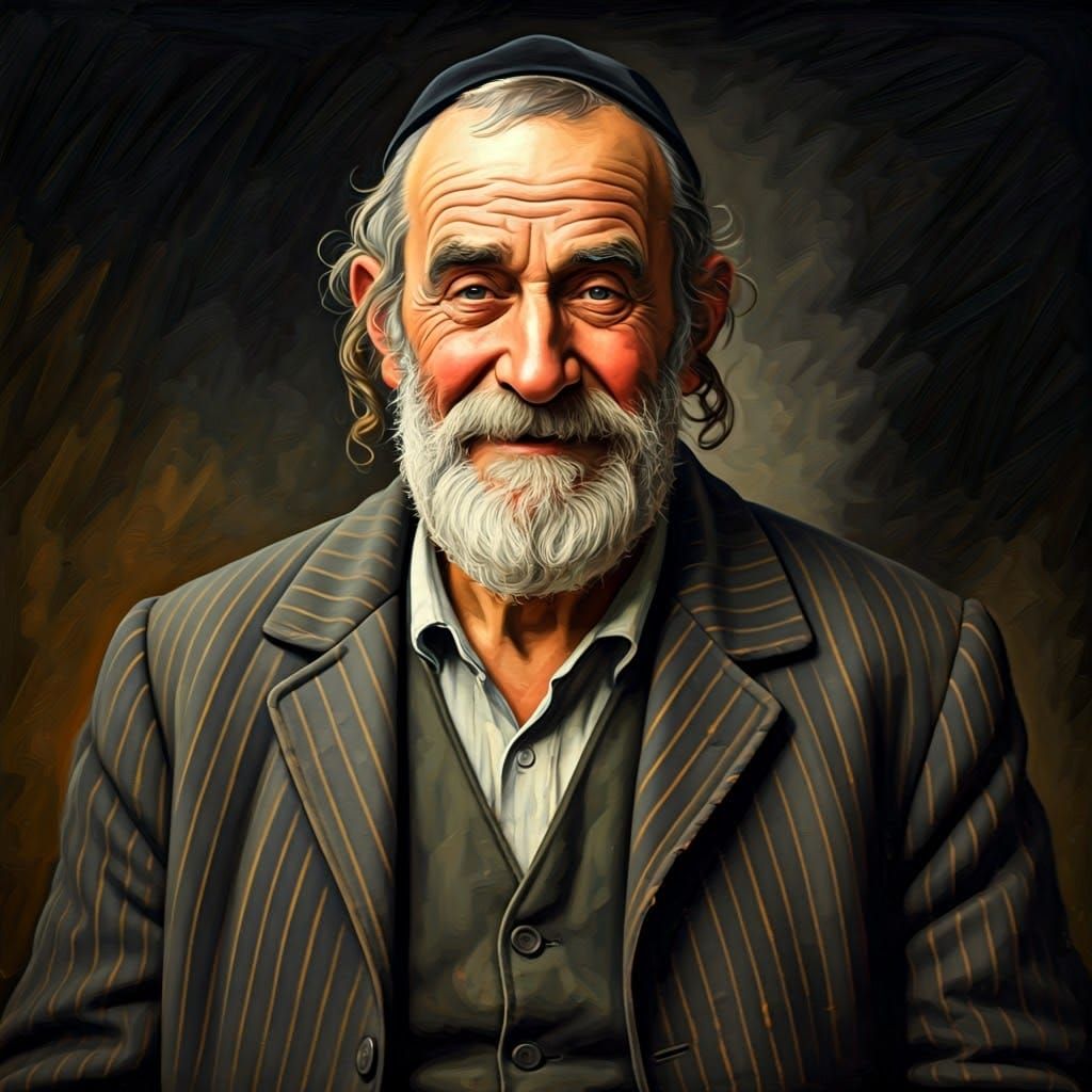 Joyful Elderly Man Portrait in Expressionist Style