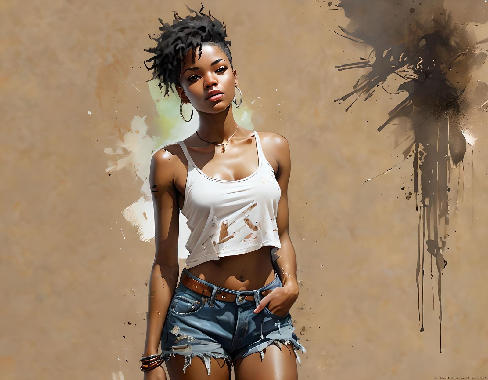 Curvy Girl Portrait with Embarrassed Expression