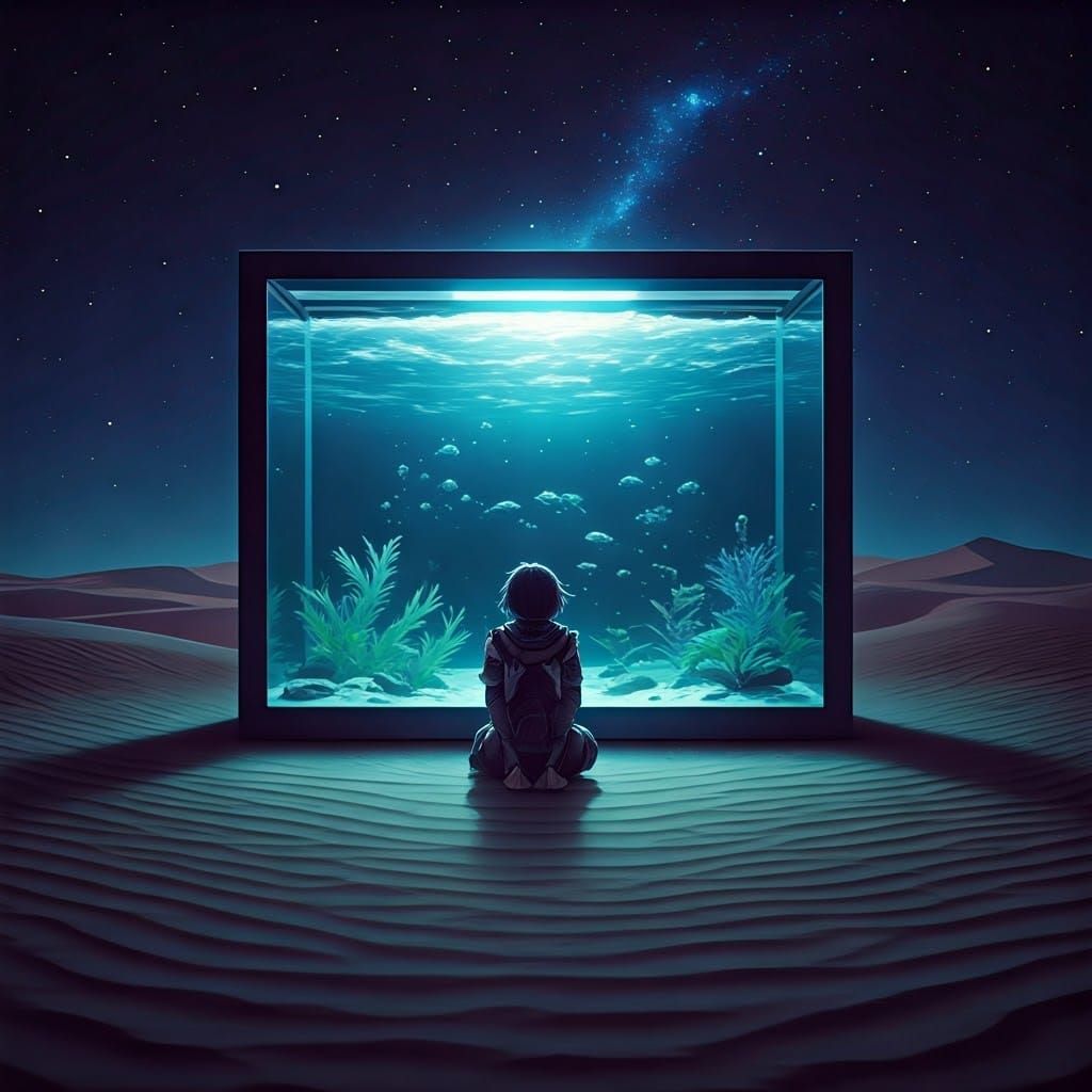 Desert Aquarium Dreamscape in Anime Style