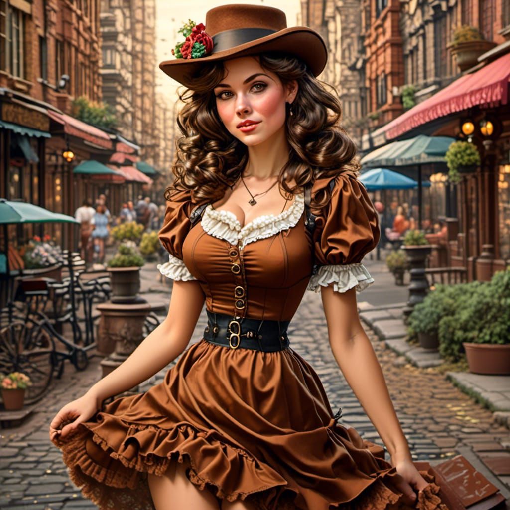 Steampunk Moxie: Detailed Gouache Portrait in Unreal Engine
