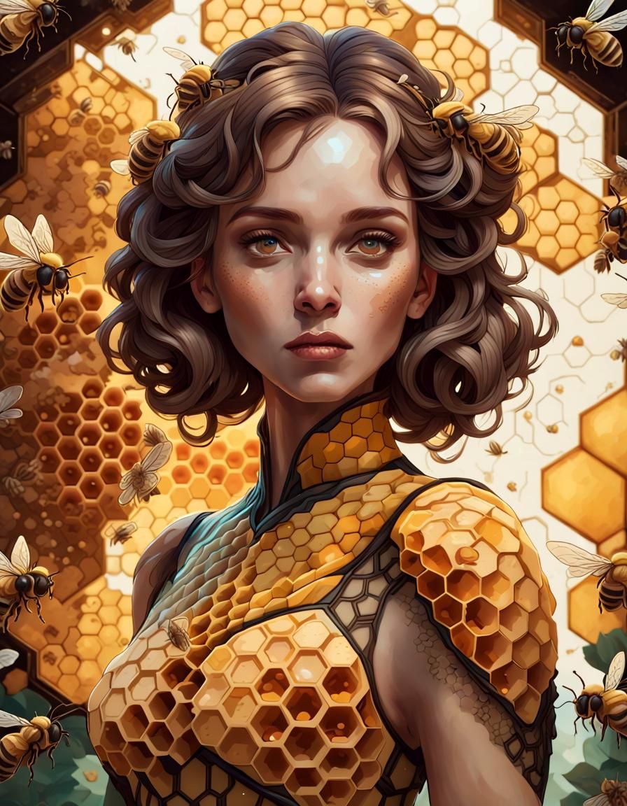 Honeycomb Dress Portrait in Artgerm Style