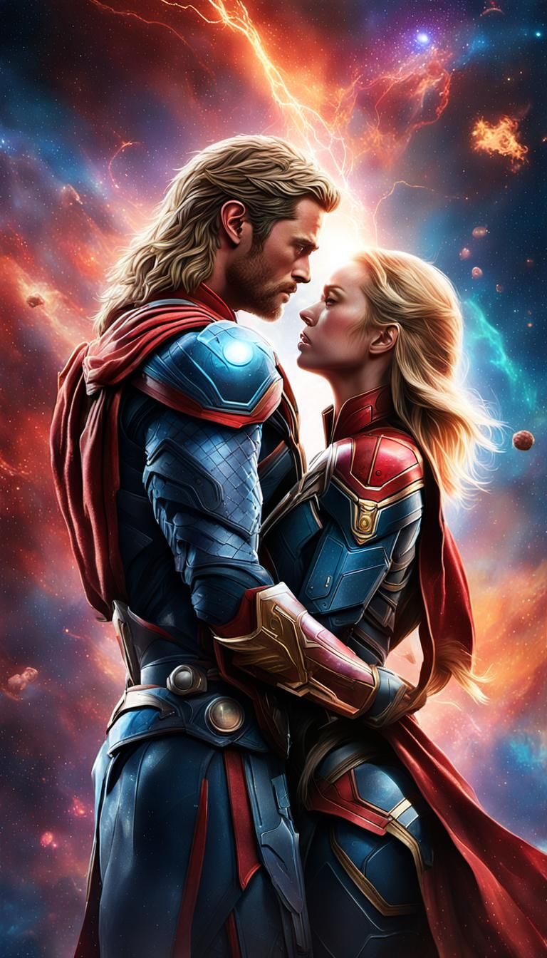 Cosmic Kiss: A Galactic Embrace in Digital Art