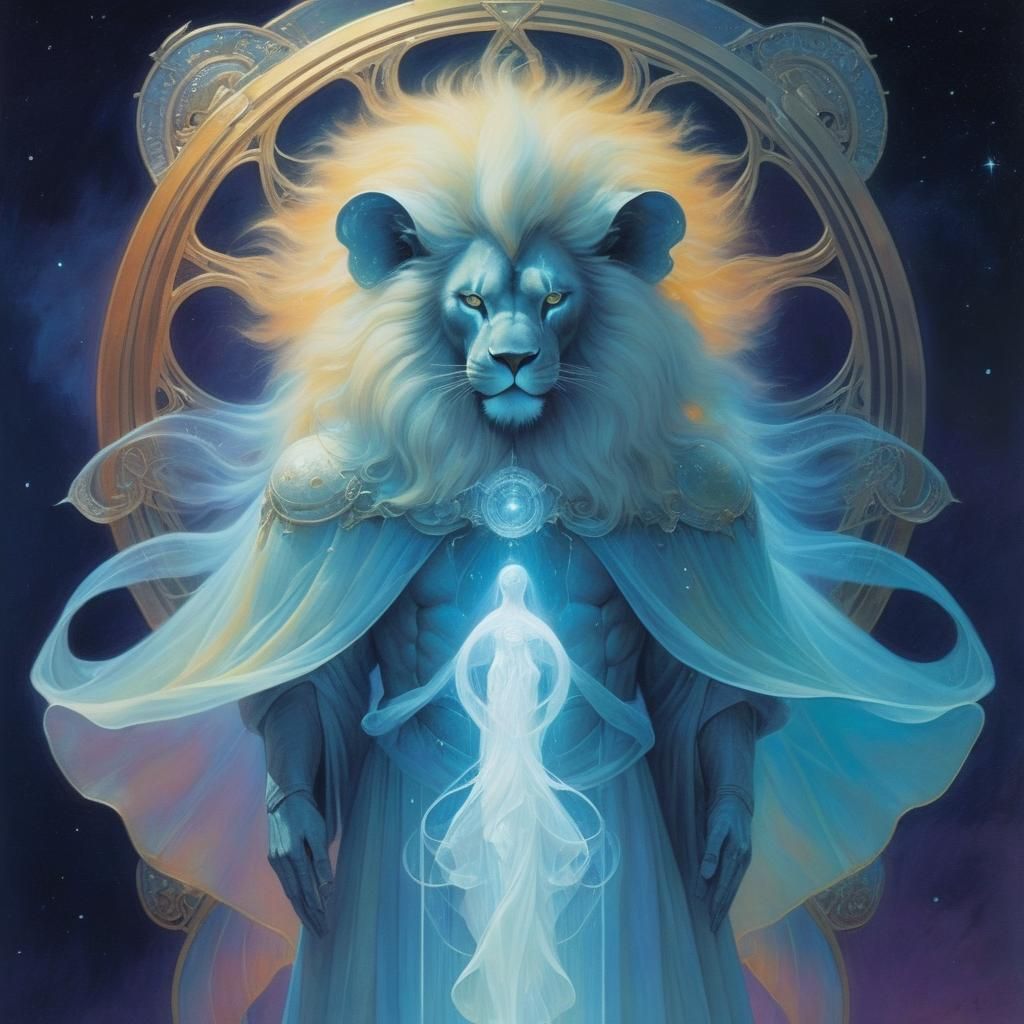 Ethereal Lion Spirit in Science Fiction Style