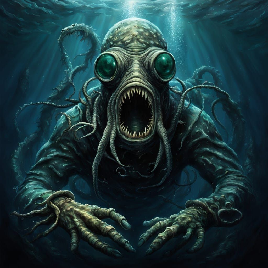 Gargantuan Eldritch Horror Sea Monster Devours Scuba Diver