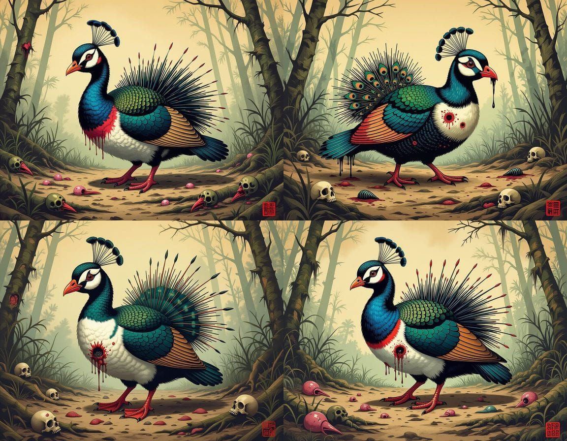 Bizarre Hybrid Creature in Desolate Jungle, Dark Surrealism