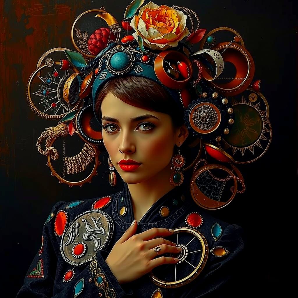 Abstract Monochromatic Black Portrait of a Woman in Malevich...