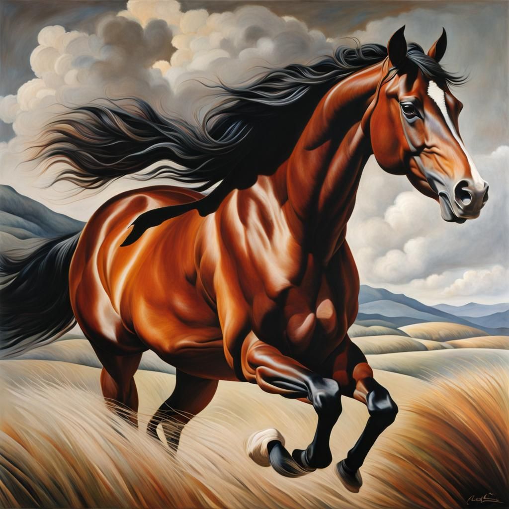 Horse Running Free in Hyperrealistic Detail