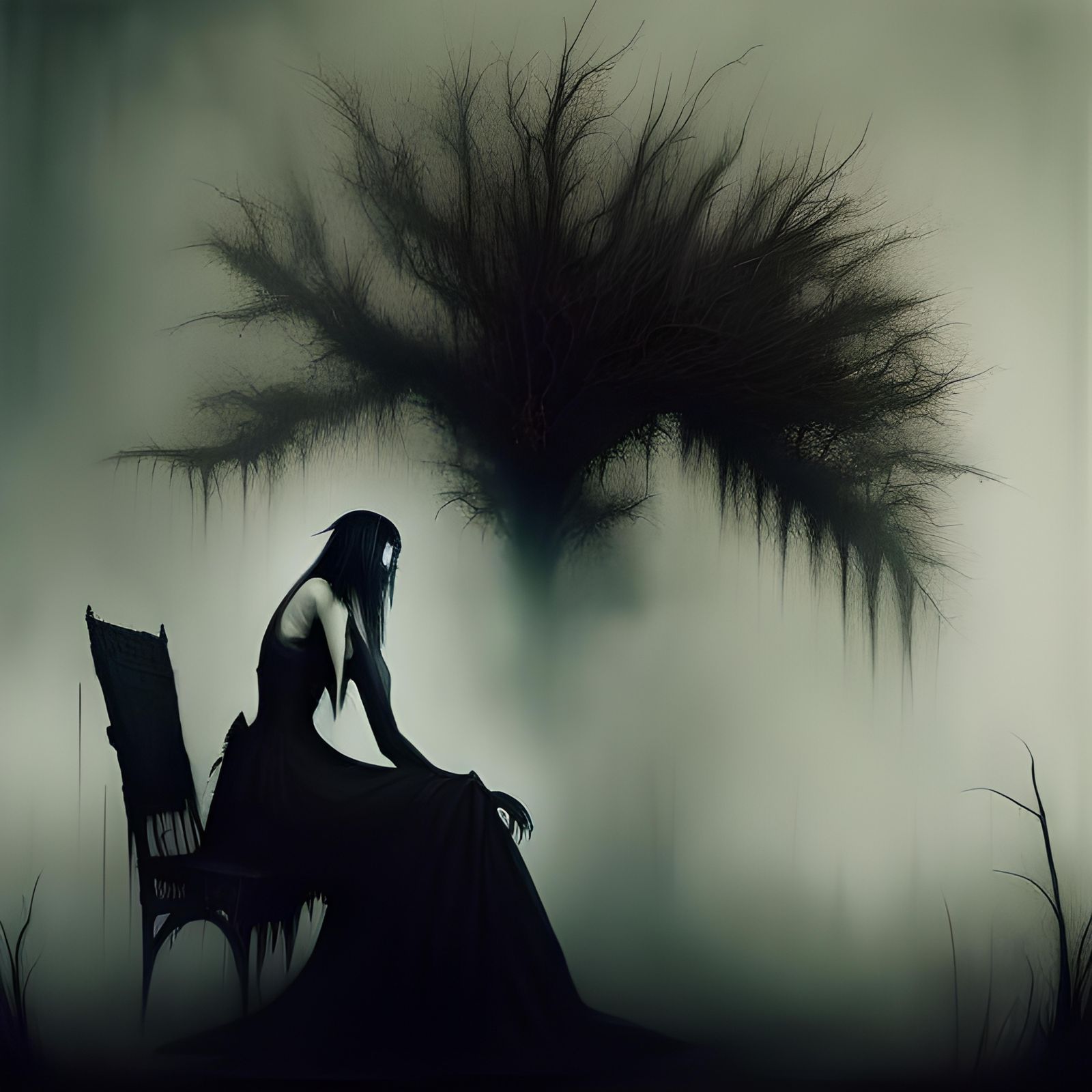 Contemplative Woman on Park Bench