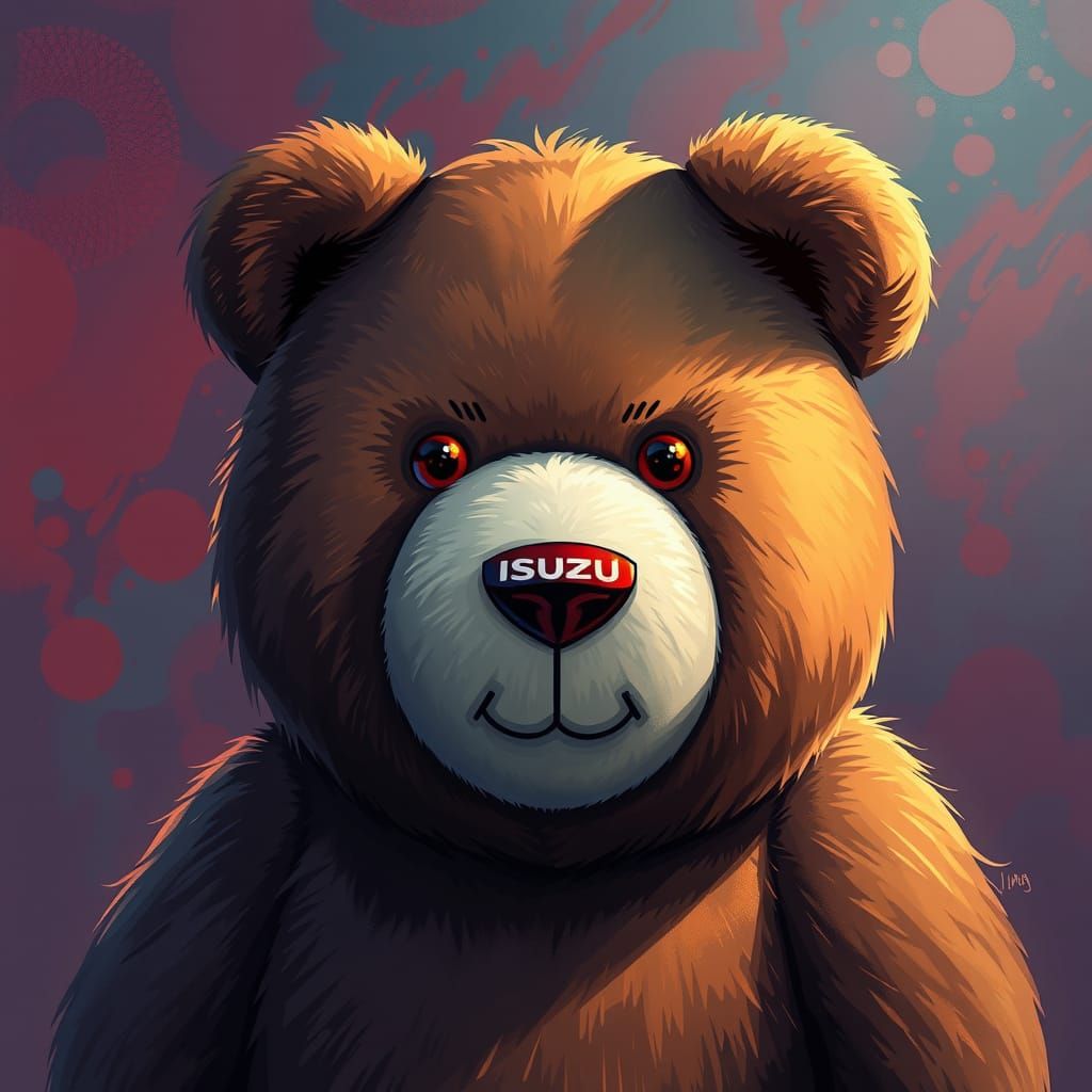 Teddy Bear Isuzu Logo in Hyperrealistic Style
