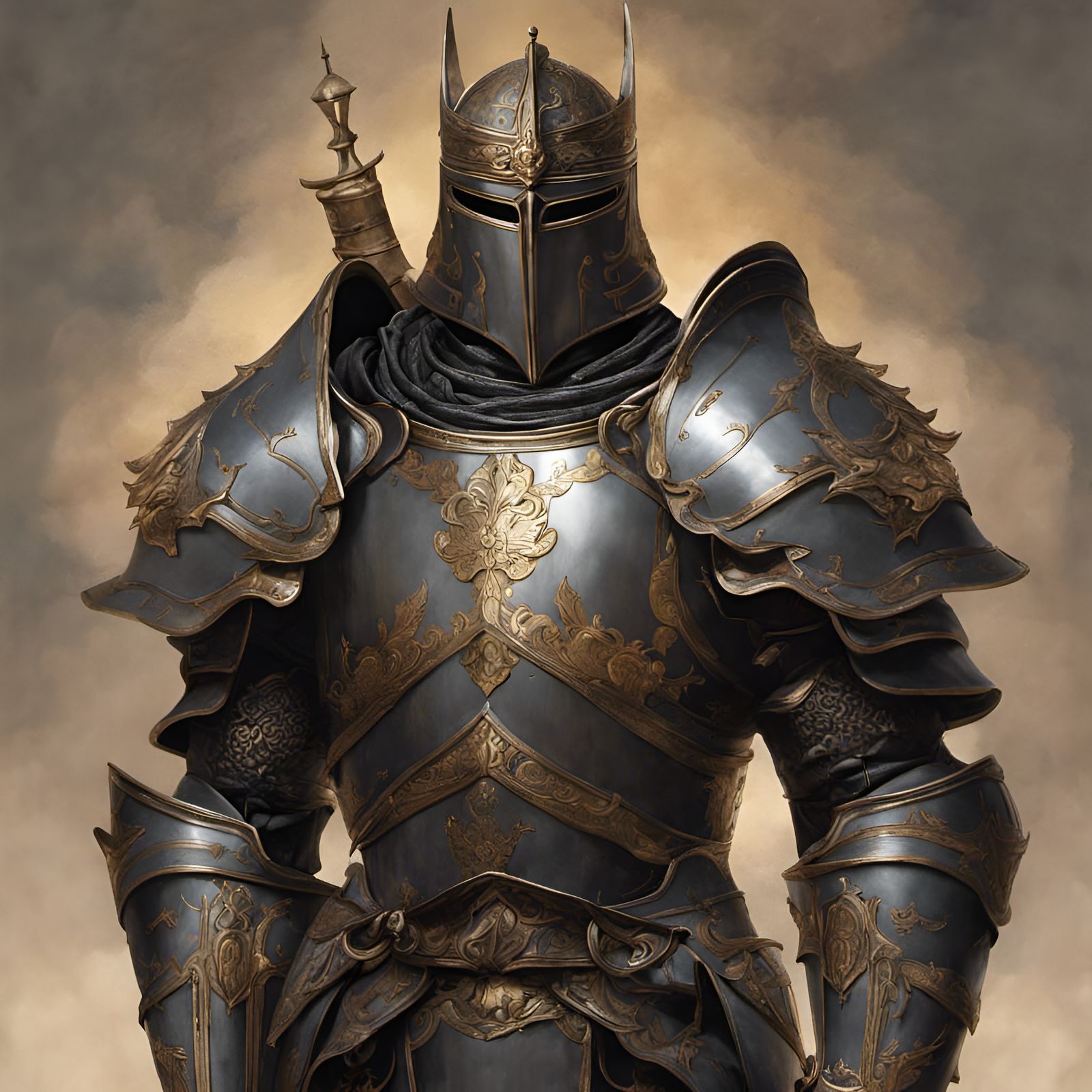Armored Knight Guard in Ghibli-esque Oil Painting