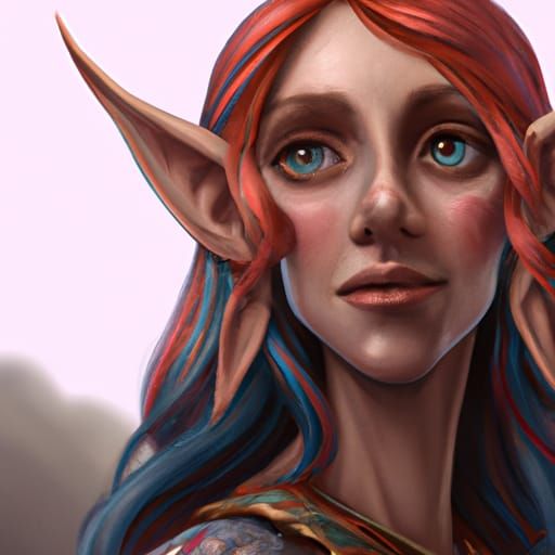 Fantasy RPG Wood Elf Portrait in Hyperdetailed Style