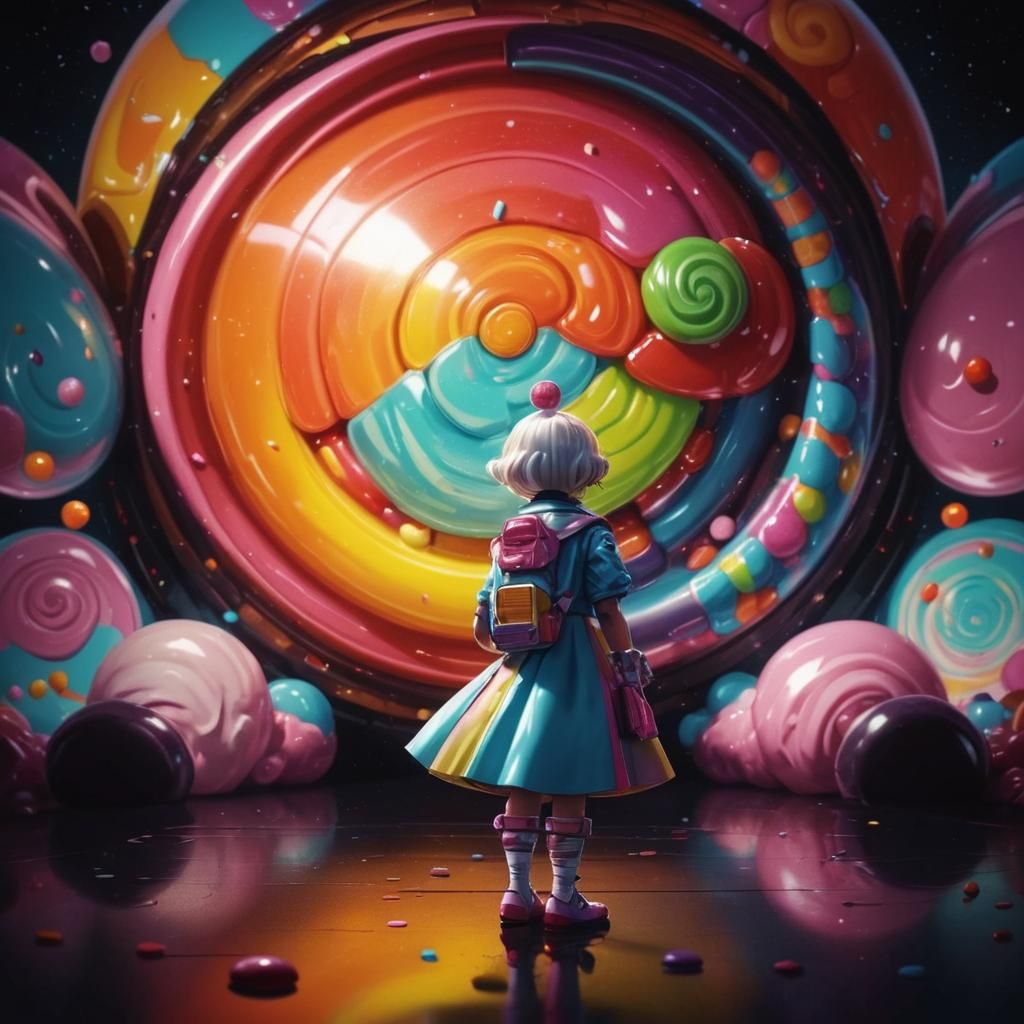 Candy Art Sci-Fi Movie Scene: Hyperrealistic Illustration