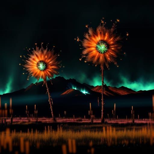 Exploding Meadow: Bioluminescent Plants in Murraypunk Style