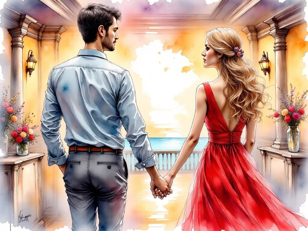 Whimsical Moment in a Vibrant Cruise Ship Atrium