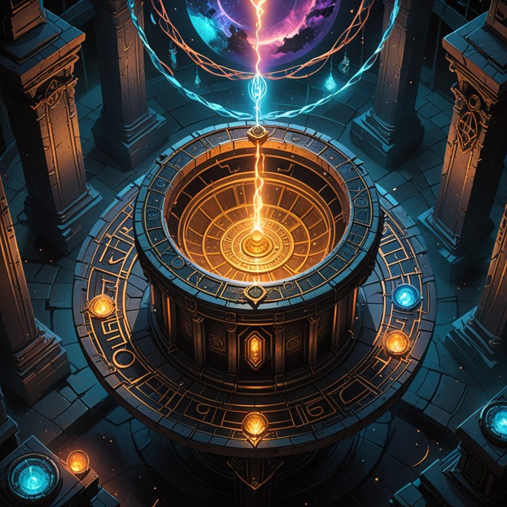 Mystical Core Chamber with Floating Stone, Comic Art