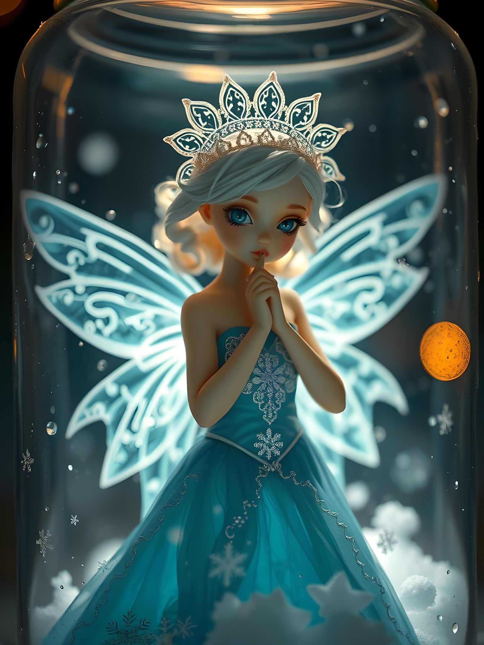 Fairy Trapped in Jar: Photorealistic Macro