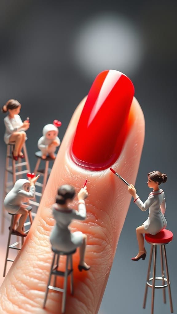 Whimsical Nail Artists at Work in a Tiny World