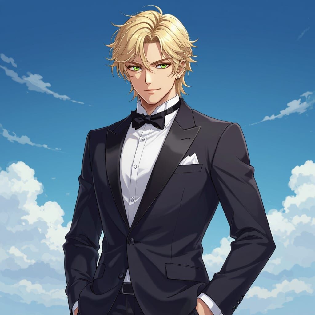 Handsome Blonde Demon in Anime Style