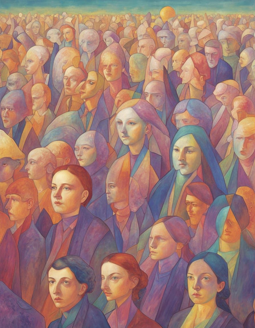 Surreal Gothic Figure Radiates Vibrant Iridescent Aura