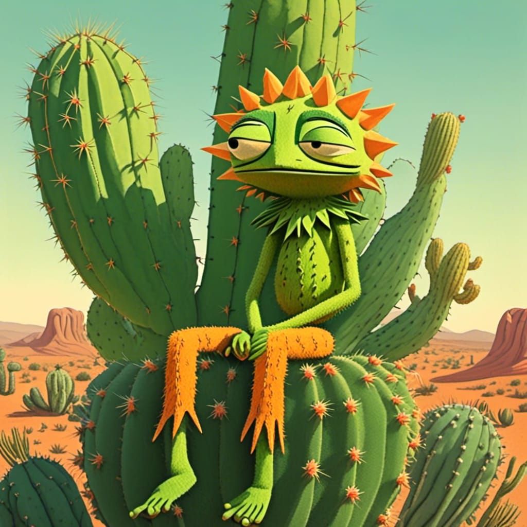 Kermit the Frog on Cactus: Disney Concept Art