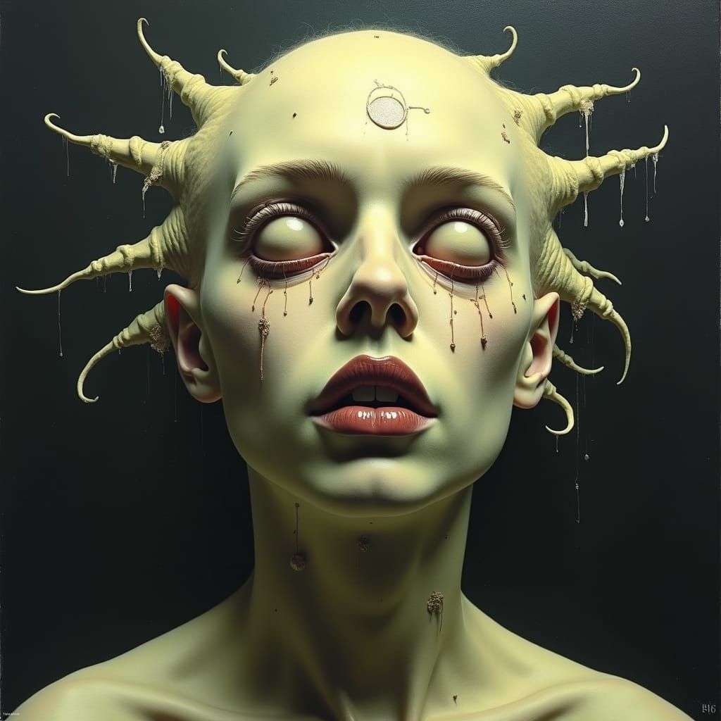 Ethereal Horror Woman in Dystopian Surrealist Portrait