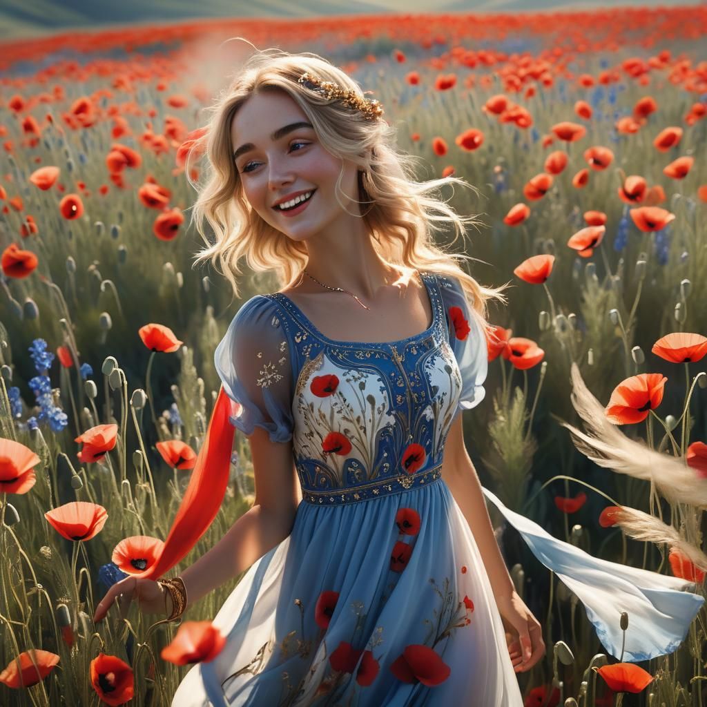 Girl in Poppy Field: Cinematic Digital Matte Painting