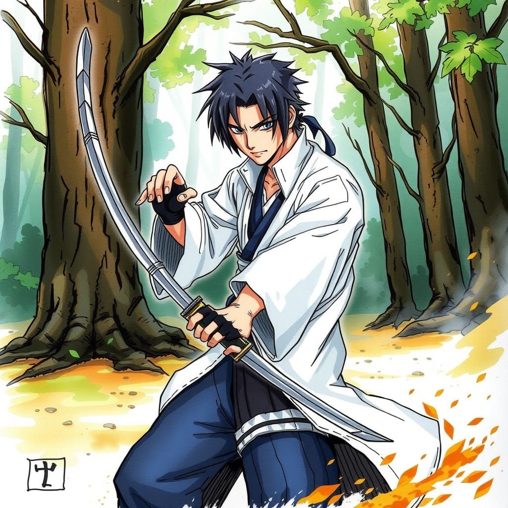 Naruto's Sasuke Uchiha in a Haunting Manga-Inspired Scene