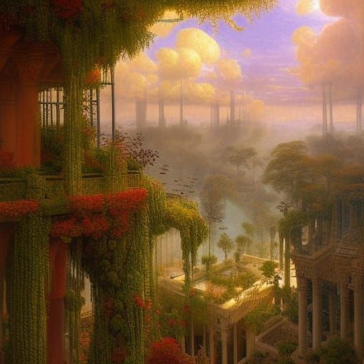 Hanging Gardens of Babylon: Ethereal Fantasy Concept Art