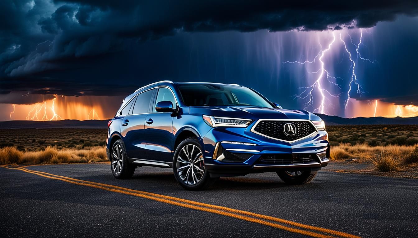 Acura MDX Parked During a Lightning Storm