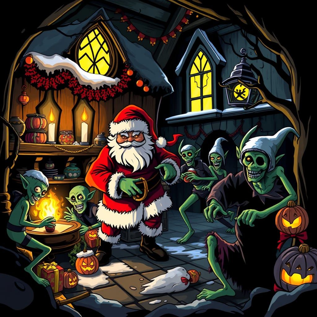 Haunted Santa's Workshop with Zombie Elves