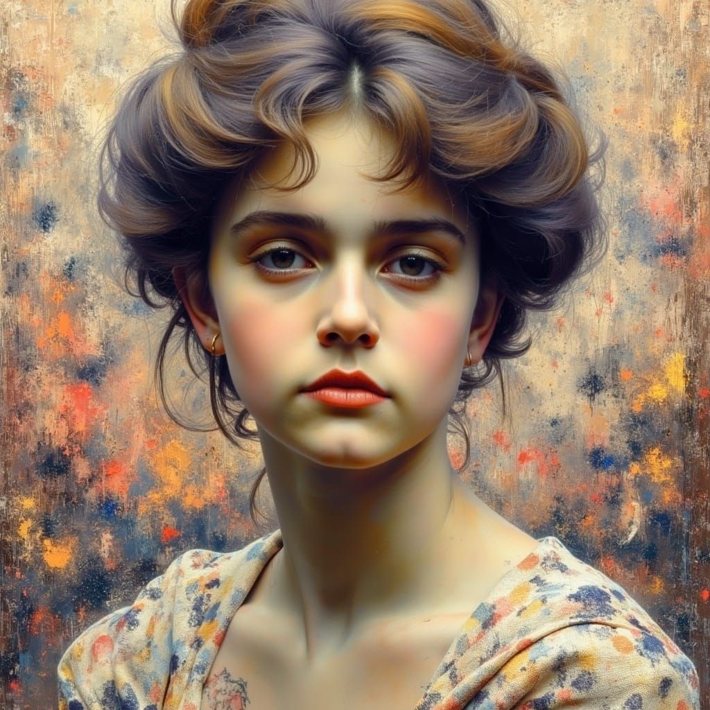 Elegant Portrait in Impressionist Oil Painting Style