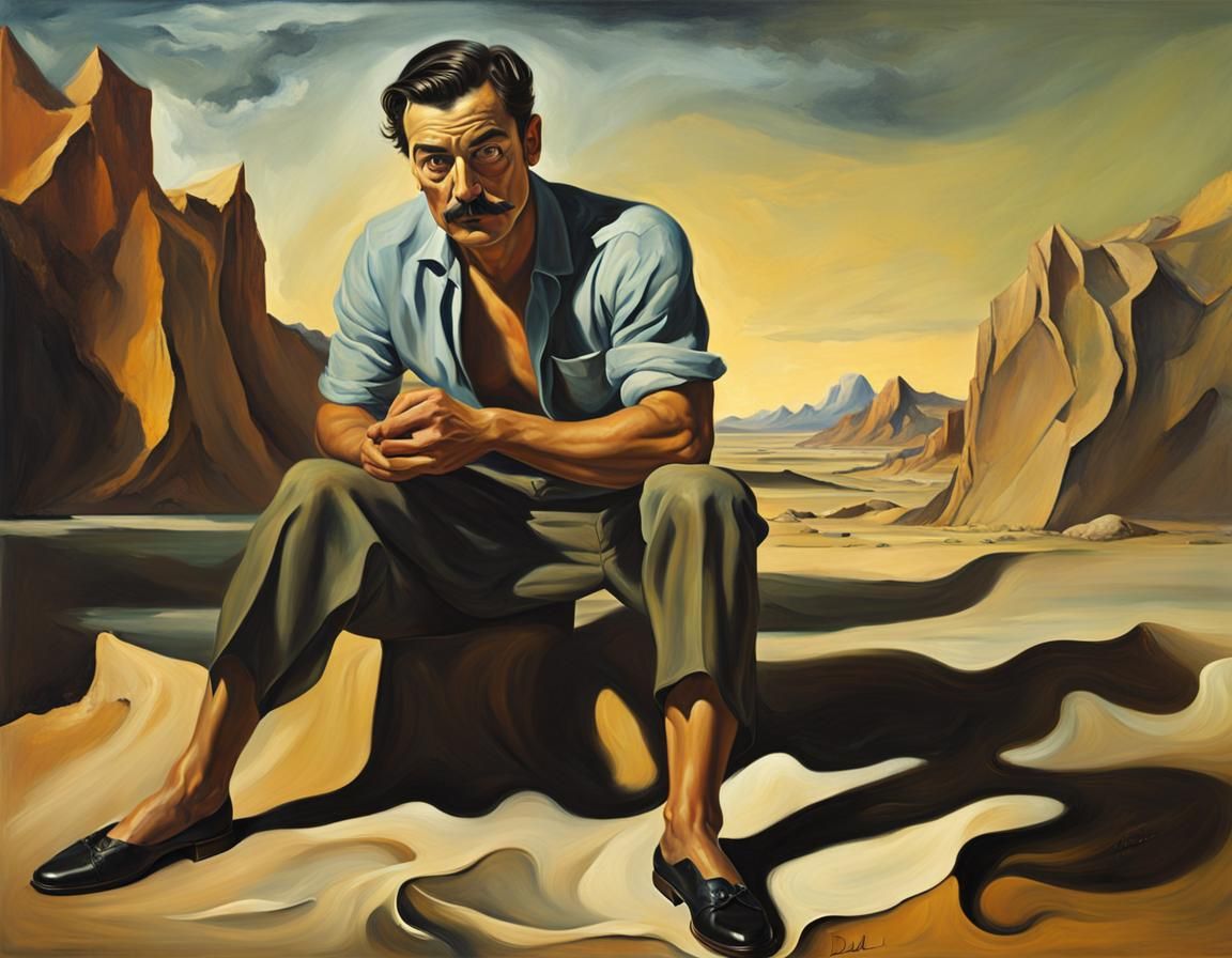 Surreal Melting Man Portrait in Dali Style