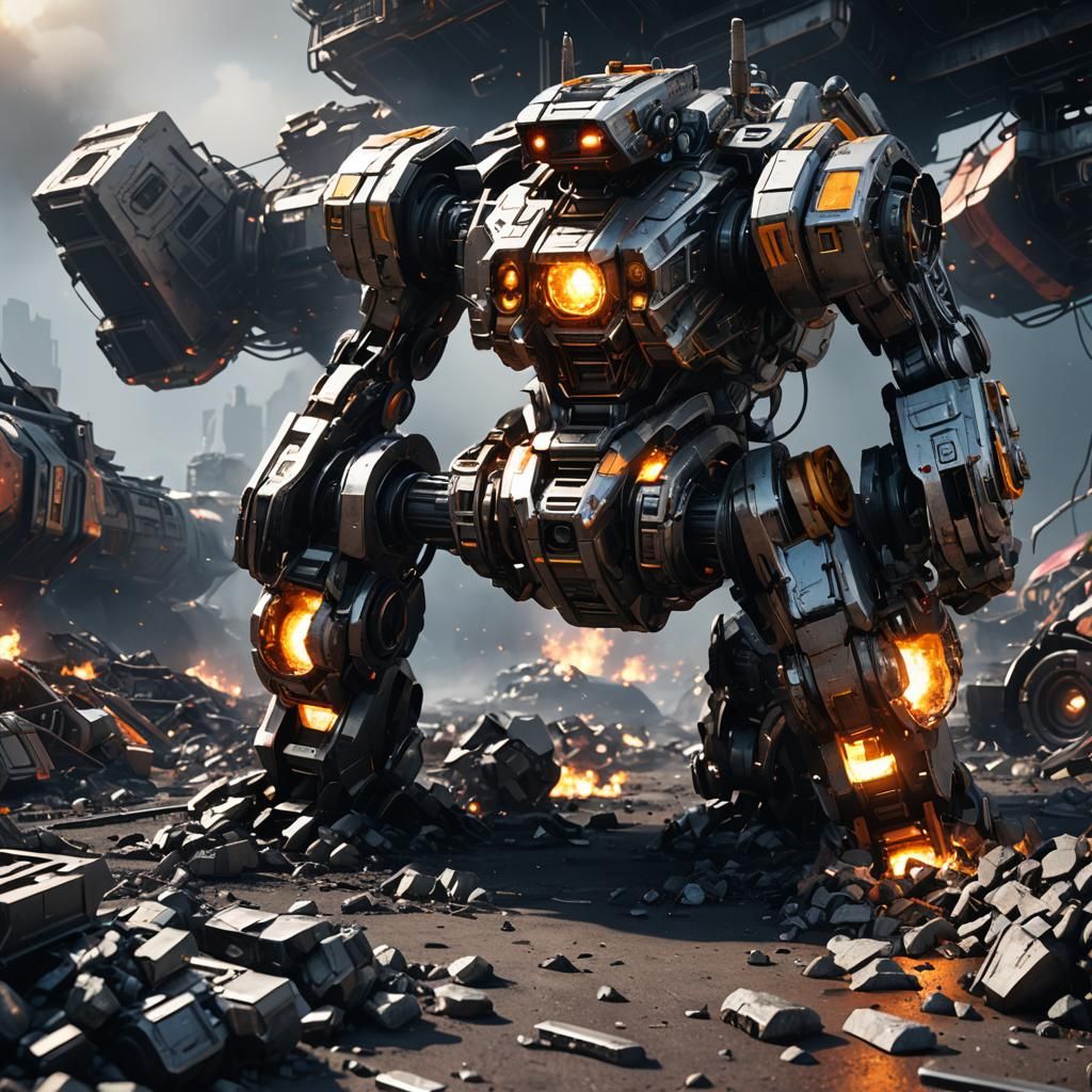 Futuristic Spaceport with Debris and Fire in 8K