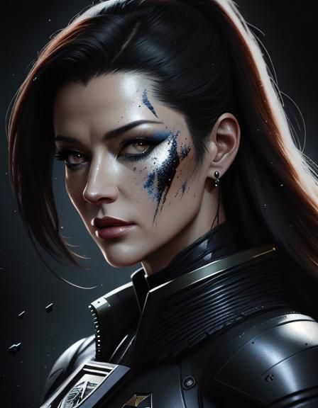 Commander Ivanova in Sleek Futuristic Uniform, Digital Art