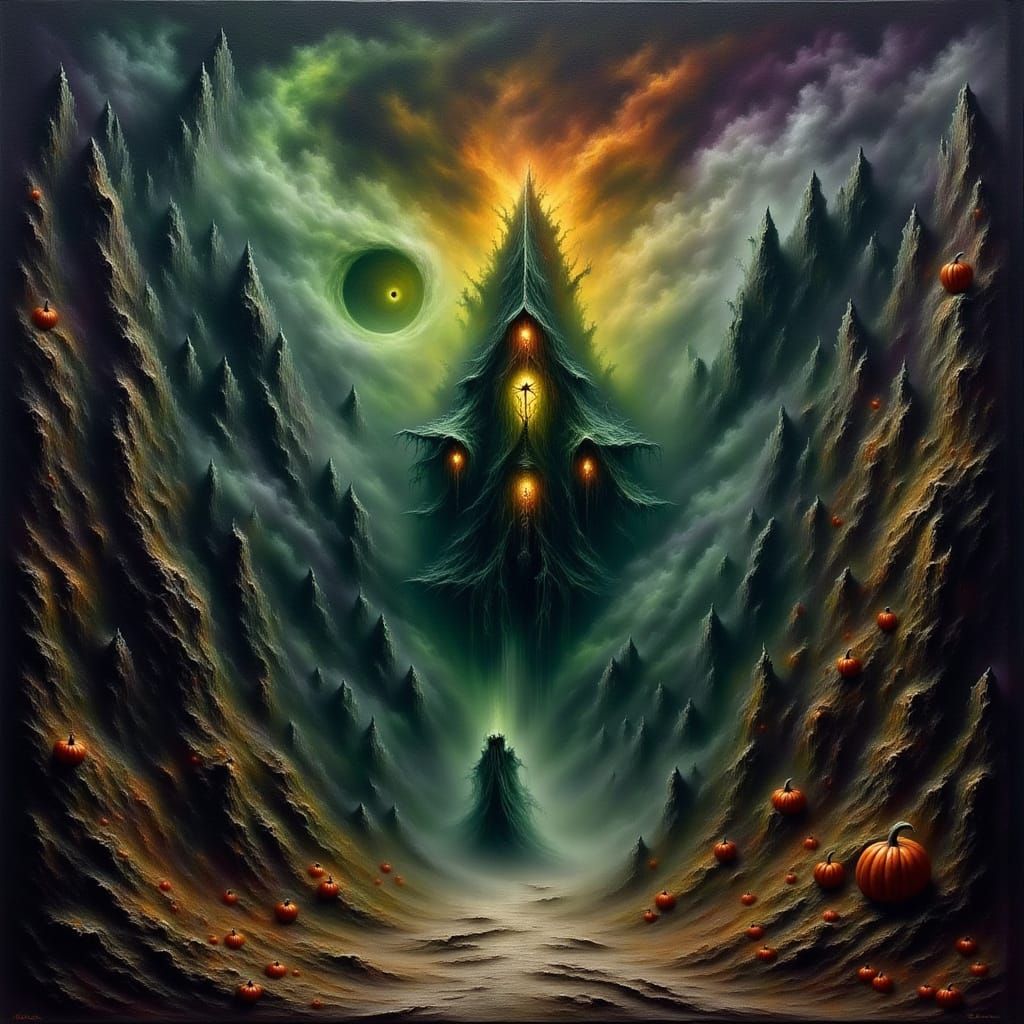 Sinister Surreal Landscape in Beksinski & Dr. Seuss Style